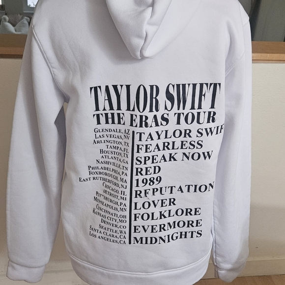 Taylor Swift The Eras Tour Collage Double Sided White Hoodie Size Medium - Picture 5 of 5